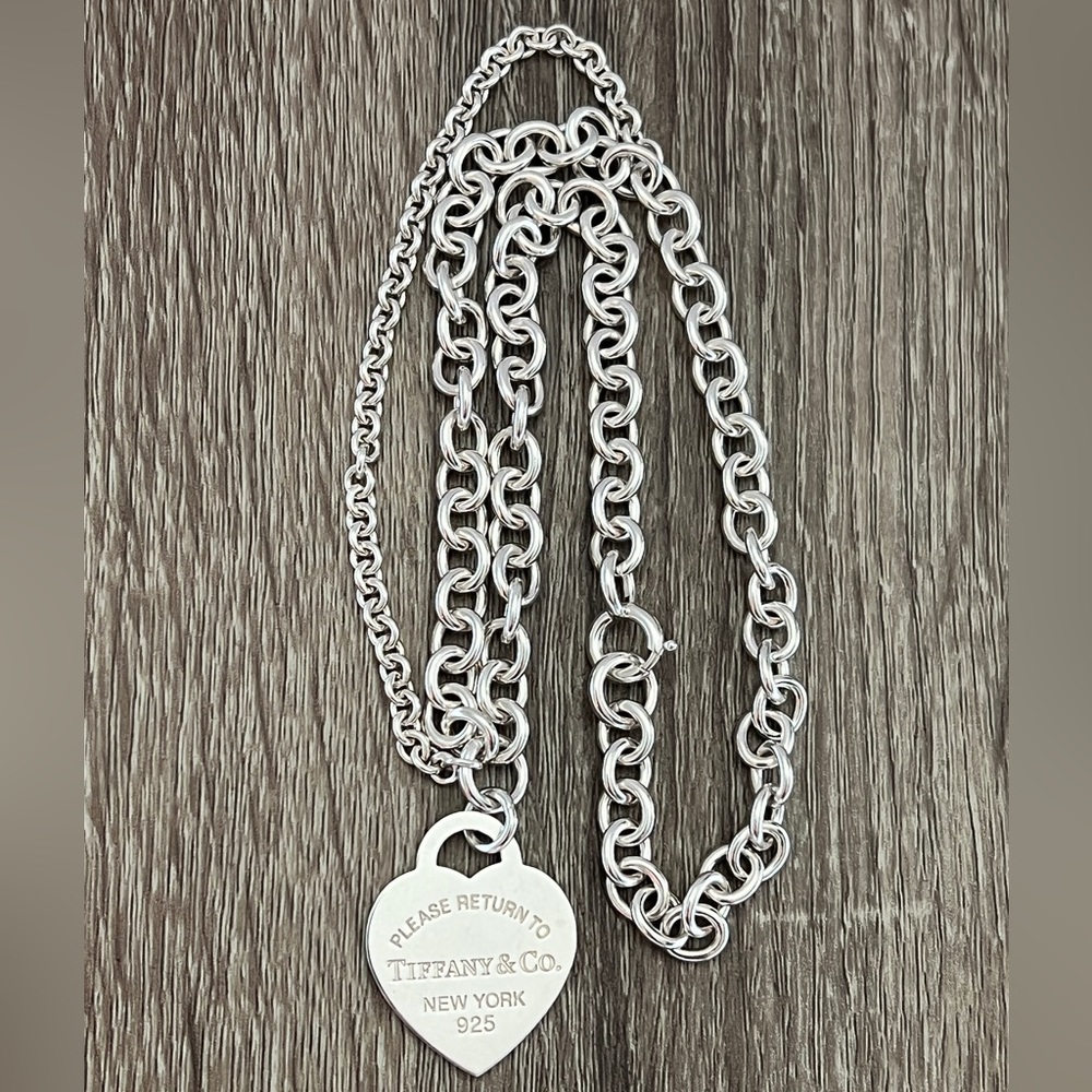 Double chain double side RTT large heart necklace